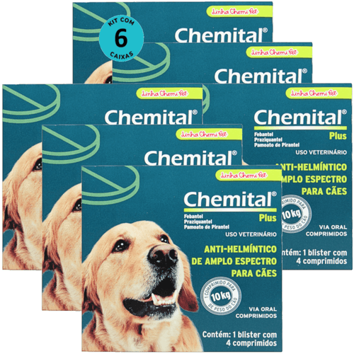 Chemital Plus Com 4 Comprimidos Chemitec Vermífugo Para Cães Kit Com 6 Cx Chemital Plus Com 4 Comprimidos Chemitec Vermífugo Para Cães Kit Com 6 Cx